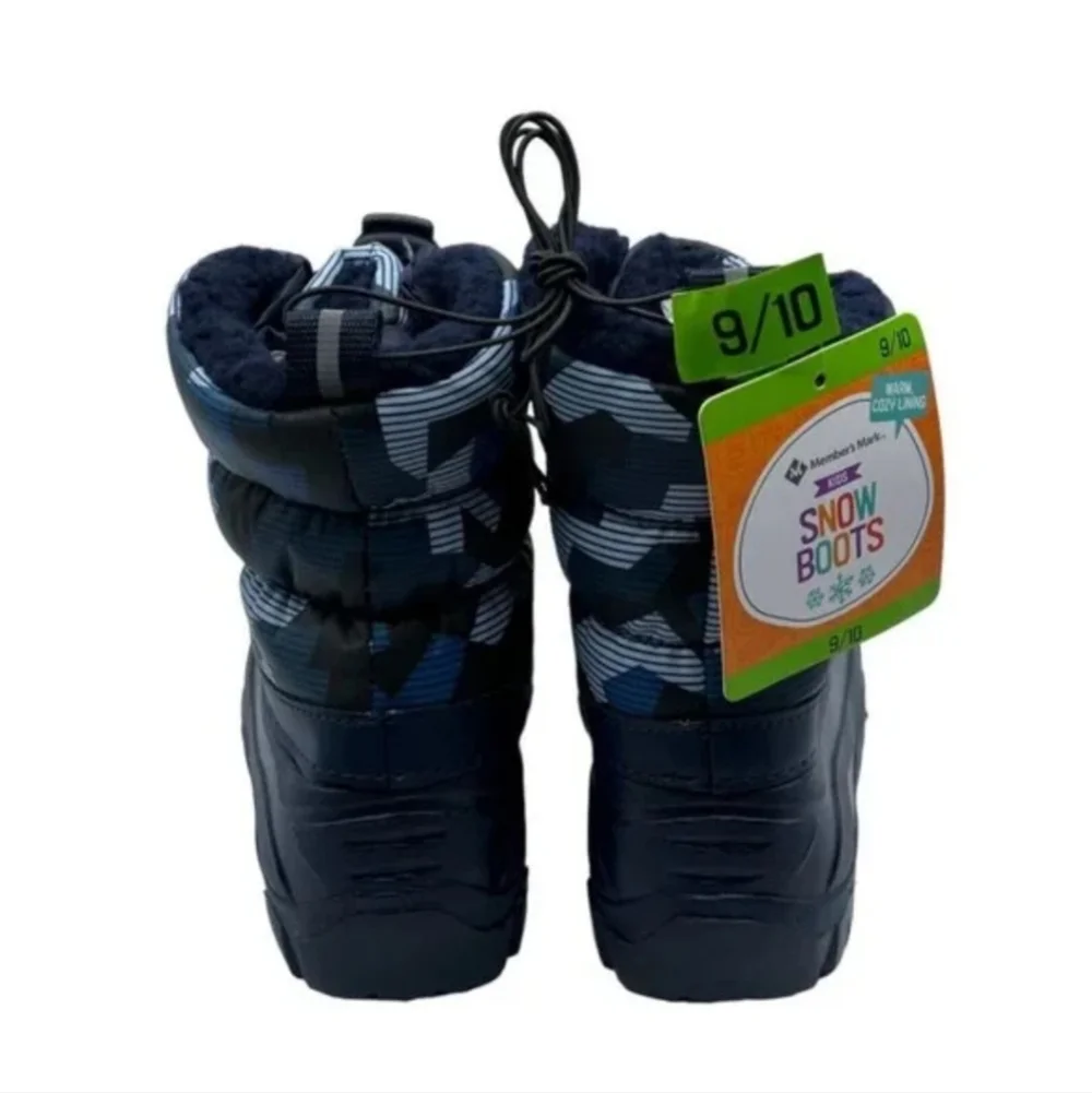 💙 2/$15 Boys Insulated Pull On Snow Boots Navy Blue Camo 7/8